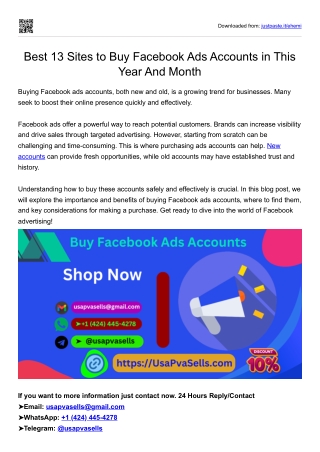 Best 13 Sites to Buy Facebook Ads Accounts in This Year And Month