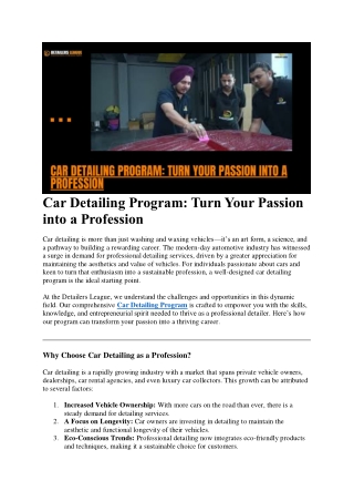 Car Detailing Program: Turn Your Passion into a Profession