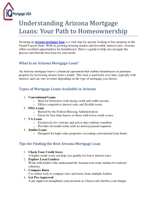 Arizona mortgage loan