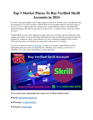 Top 3 Market Places To Buy Verified Skrill Accounts in 2024