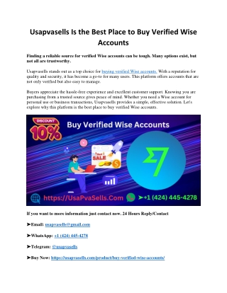 Usapvasells Is the Best Place to Buy Verified Wise Accounts