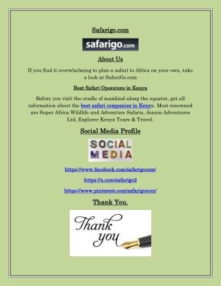 Top Safari Companies in Kenya