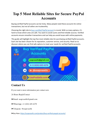 Top 5 Most Reliable Sites for Secure PayPal Accounts