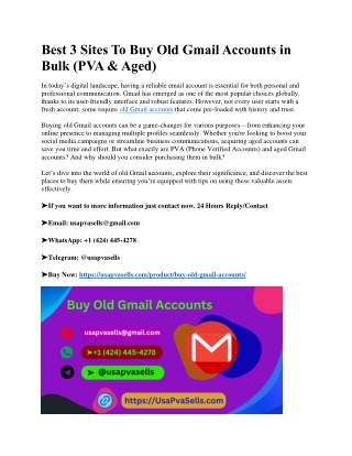 Best 3 Sites To Buy Old Gmail Accounts in Bulk (PVA & Aged)
