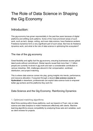 The Role of Data Science in Shaping the Gig Economy