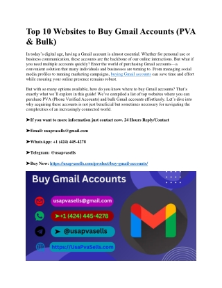 Top 10 Websites to Buy Gmail Accounts (PVA & Bulk)
