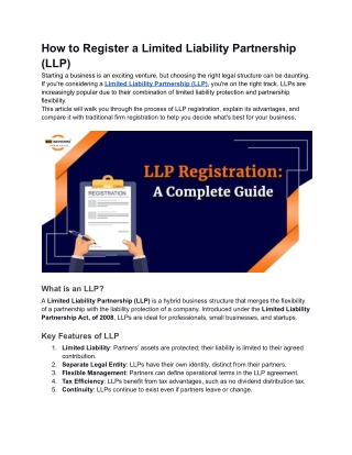 How to Register a Limited Liability Partnership (LLP)