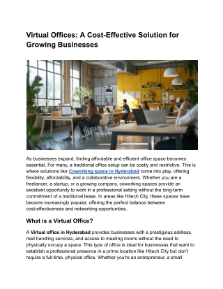 Virtual Offices: A Cost-Effective Solution for Growing Businesses