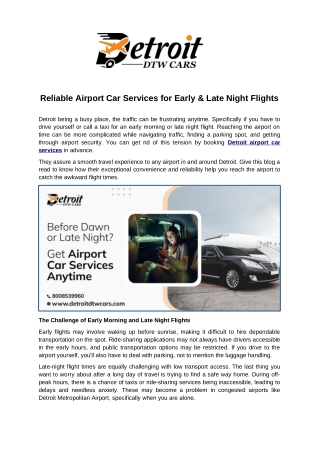 Reliable Airport Car Services for Early & Late Night Flights