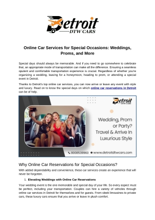 Online Car Services for Special Occasions: Weddings, Proms, and More