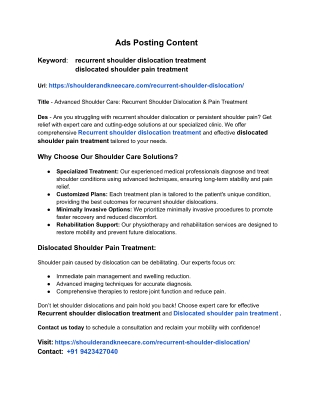 Advanced Shoulder Care_ Recurrent Shoulder Dislocation & Pain Treatment