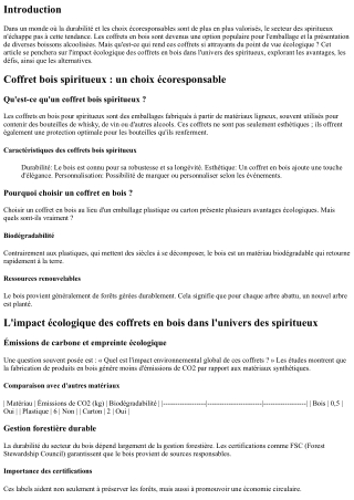 L'impact écologique des coffrets en bois dans l'univers des spiritueux