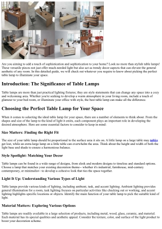 Brighten Up Your Area with Stylish Table Lamps
