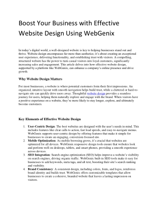 Boost Your Business with Effective Website Design Using WebGenix