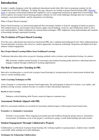 How Project-Based Learning Prepares Students for Real-World Challenges