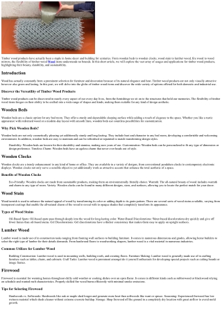 Discover the Versatility of Timber Wood Products