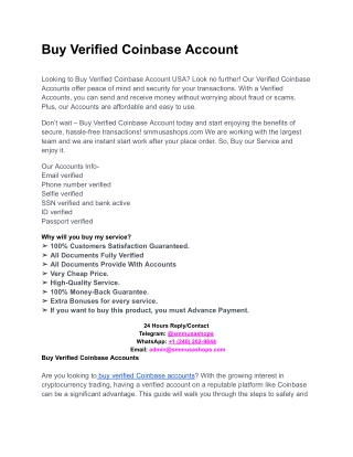 Buy Verified Coinbase Account