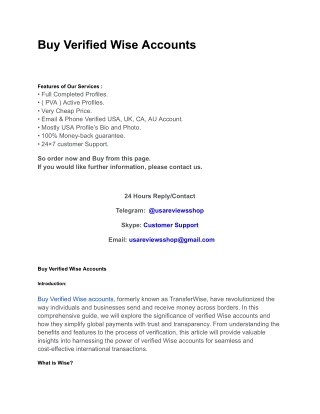 Buy Verified Wise Accounts