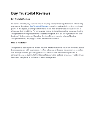 Buy Trustpilot Reviews