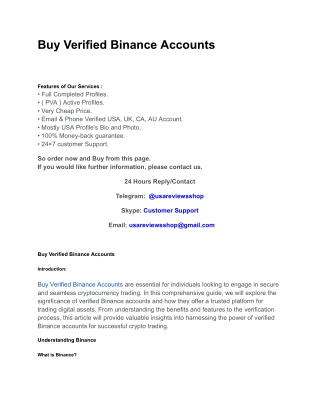 Buy Verified Binance Accounts