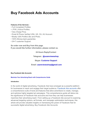 Buy Facebook Ads Accounts