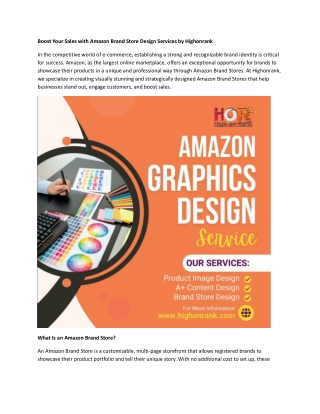 Boost Your Sales with Amazon Brand Store Design Services by Highonrank