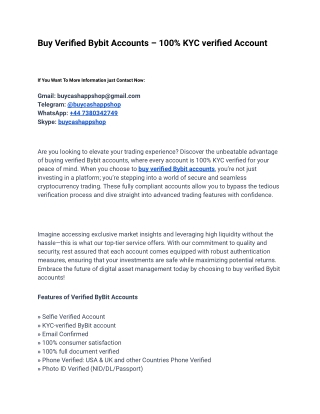 Best Site To Buy Verified Bybit Accounts  In Online