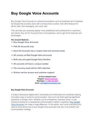 Buy Google Voice Accounts