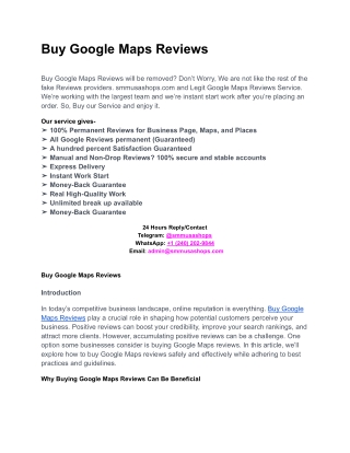 Buy Google Maps Reviews