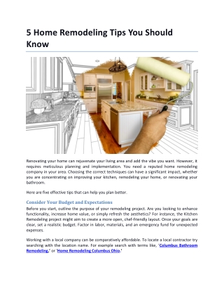 5 Home Remodeling Tips You Should Know
