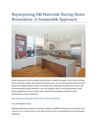 Repurposing Old Materials During Home Renovation A Sustainable Approach