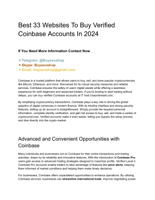 Best 33 Websites To Buy Verified Coinbase Accounts In 2024