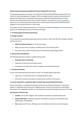 Explore Dwarka Expressway Residential Projects Designed for the Future