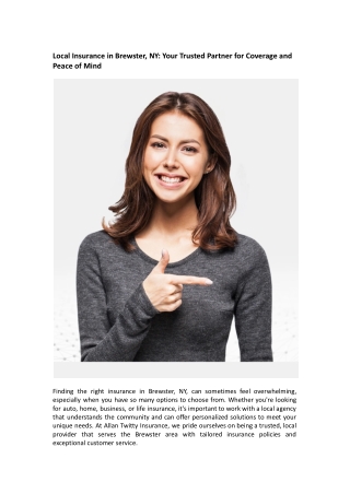 Local Insurance in Brewster, NY Your Trusted.docx