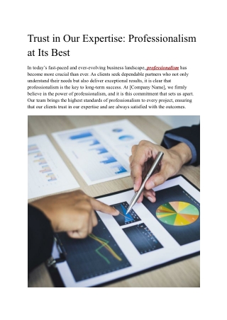 Trust in Our Expertise: Professionalism at Its Best