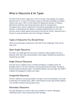 What is Glaucoma & Its Types