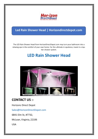 Led Rain Shower Head  Horizondirectdepot