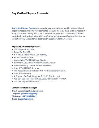 Best Guide to Buy Verified Square Accounts In On