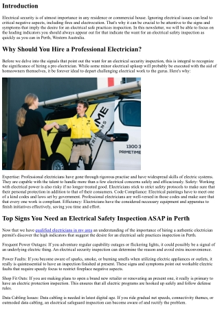 Top Signs You Need an Electrical Safety Inspection ASAP in Perth