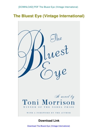 [DOWNLOAD] PDF The Bluest Eye (Vintage International)