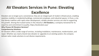 AV ELEVATORS SERVICES PPT