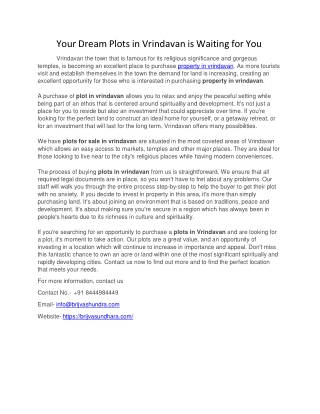 Your Dream Plots in Vrindavan is Waiting for You