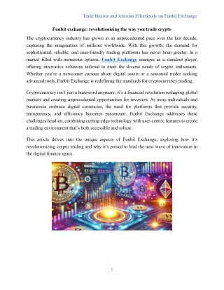 Trade Bitcoin and Altcoins Effortlessly on Funbit Exchange