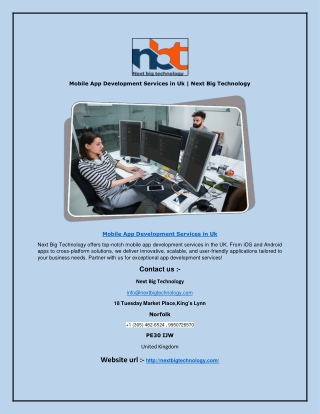 Mobile App Development Services in Uk | Next Big Technology