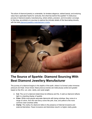 Best Diamond Jewellery Manufacturer In India