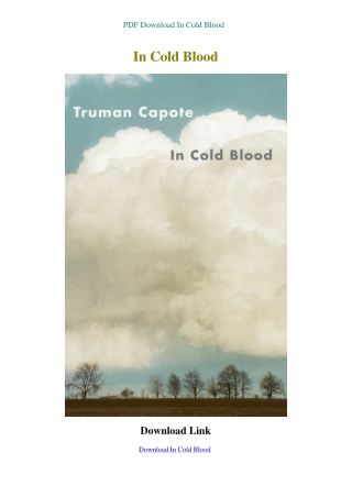 PDF Download In Cold Blood
