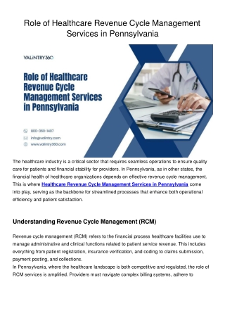 Role of Healthcare Revenue Cycle Management Services in Pennsylvania