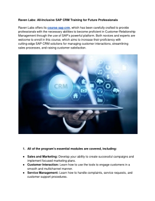 Raven Labs_ All-Inclusive SAP CRM Training for Future Professionals