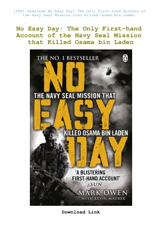 [PDF] Download No Easy Day The Only First-hand Account of the Navy Seal Mission