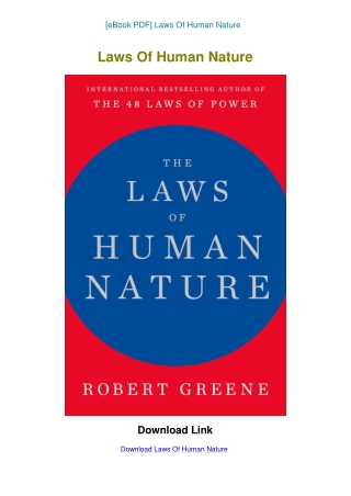 [eBook PDF] Laws Of Human Nature